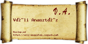Váli Anasztáz névjegykártya